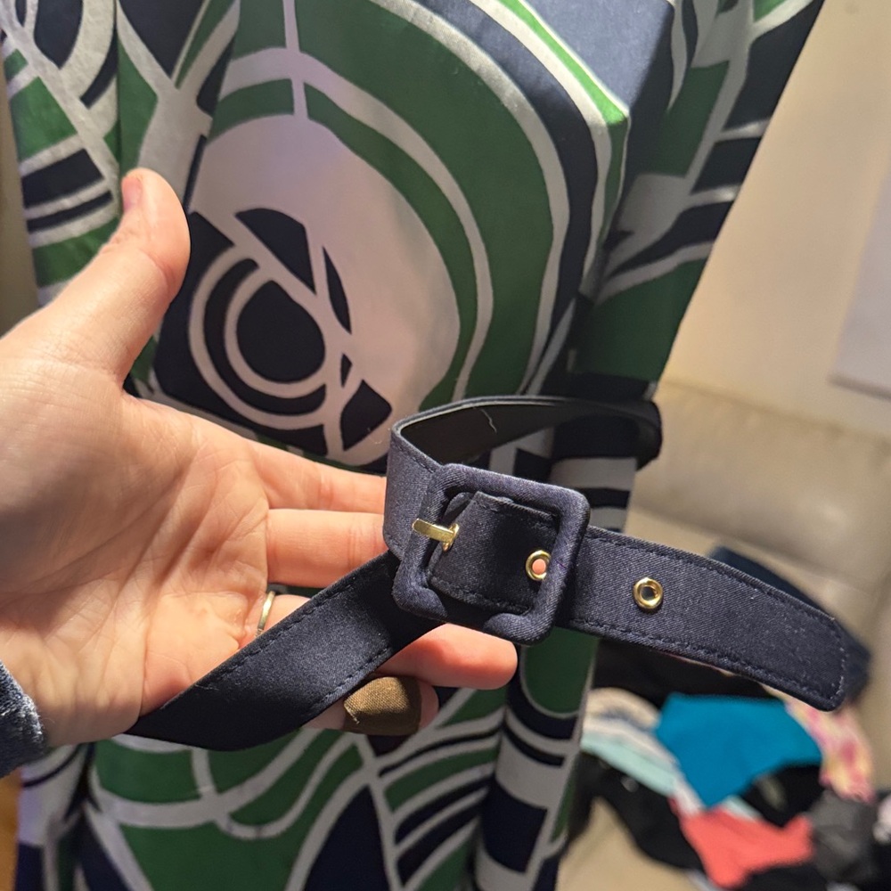 Merona Green and Navy Blue Swirl Midi Dress - Picture 5 of 9